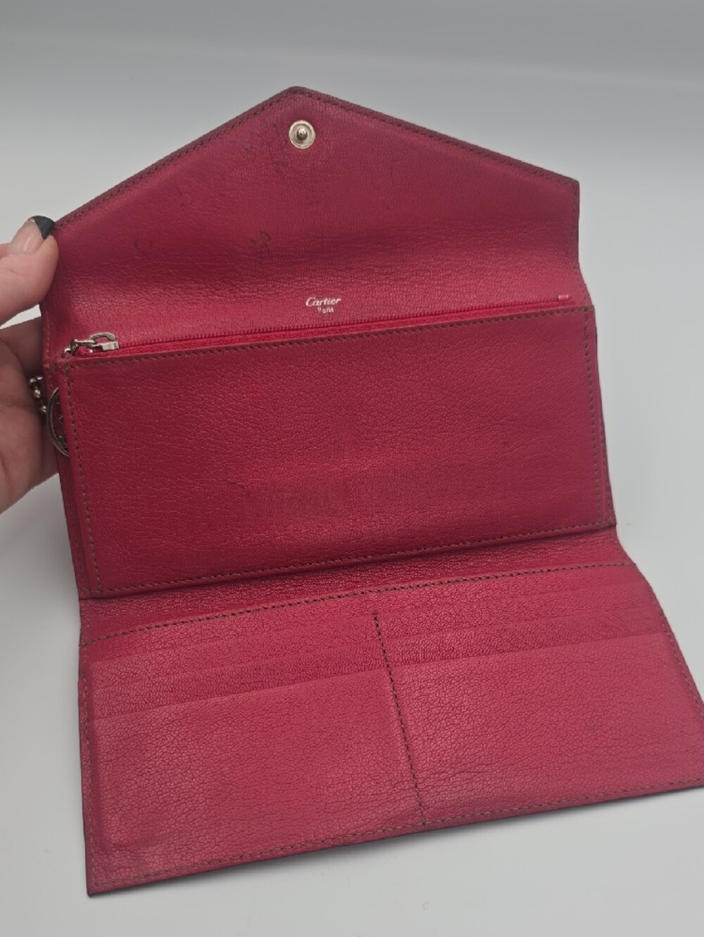 Cartier Pink Envelope Long Snap Wallet Silver Hardware Chain/Divider (GOOD) ๐ - Picture 5 of 15